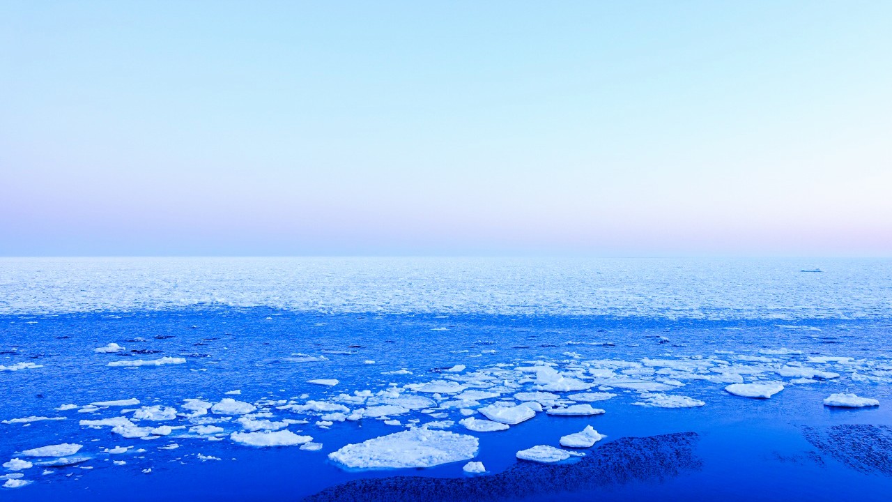 流氷の浮かぶ知床の海